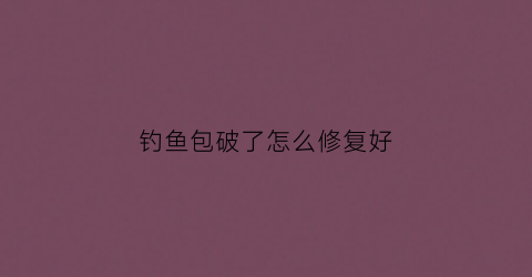 钓鱼包破了怎么修复好(钓鱼包渔具包图片)