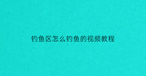钓鱼区怎么钓鱼的视频教程(钓鱼区怎么钓鱼的视频教程下载)