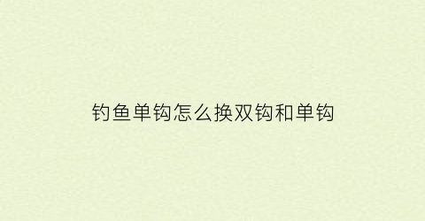 “钓鱼单钩怎么换双钩和单钩(钓鱼单钩怎么使用)