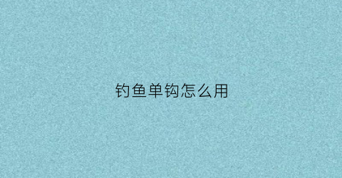 钓鱼单钩怎么用(单勾钓鱼)