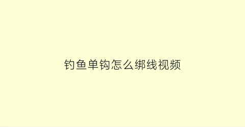 钓鱼单钩怎么绑线视频(单钩线组的正确绑法)