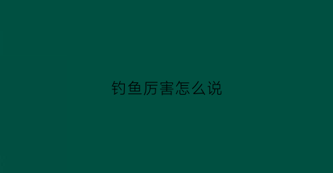 钓鱼厉害怎么说(钓鱼很厉害的人怎么称呼)