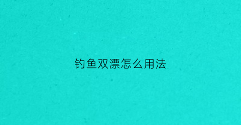 钓鱼双漂怎么用法(双漂钓鱼技巧图解视频)
