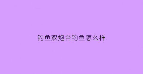 钓鱼双炮台钓鱼怎么样(野钓双炮台好用吗)
