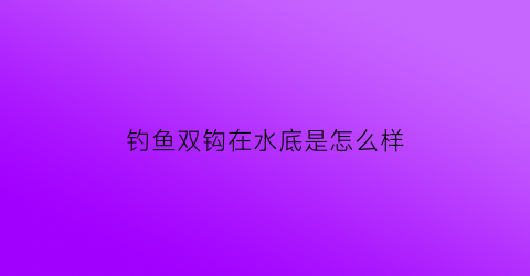 “钓鱼双钩在水底是怎么样(双钩水底状态)