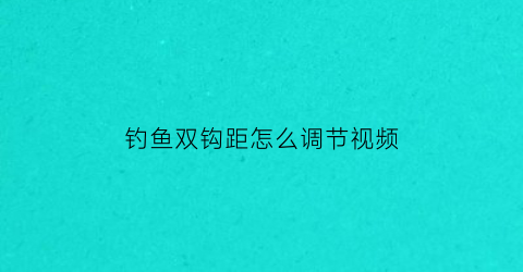 “钓鱼双钩距怎么调节视频(钓鱼双钩钩距多少合适)