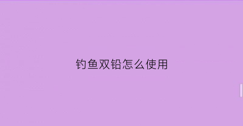 钓鱼双铅怎么使用(如何使用双铅钓法)