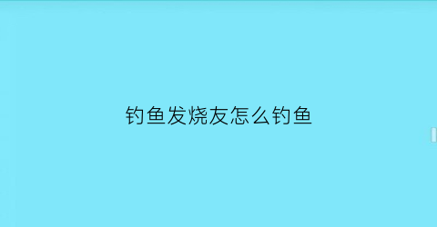 钓鱼发烧友怎么钓鱼(钓鱼发烧友钓鱼技能怎么点)