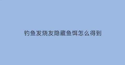 “钓鱼发烧友隐藏鱼饵怎么得到(钓鱼发烧友获得的道具在哪里可以看到)