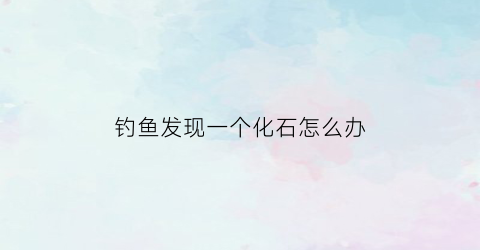 钓鱼发现一个化石怎么办(钓鱼钓起来石头是好坏)