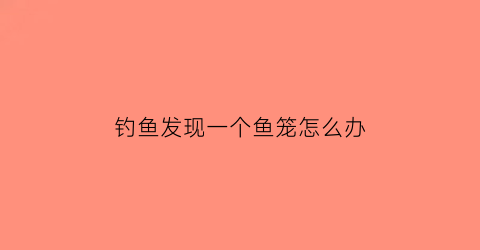 “钓鱼发现一个鱼笼怎么办(钓鱼笼子的使用方法教程)