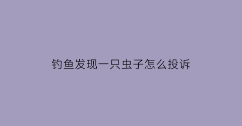 钓鱼发现一只虫子怎么投诉(钓鱼钓到奇葩东西)