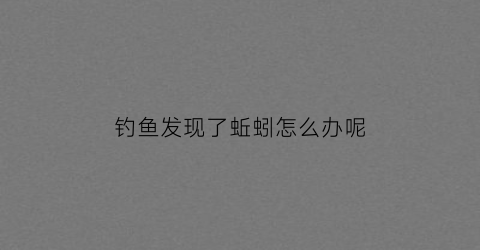 钓鱼发现了蚯蚓怎么办呢(钓鱼发现了蚯蚓怎么办呢)