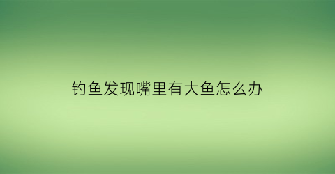钓鱼发现嘴里有大鱼怎么办(钓鱼老是钓起来鱼嘴)