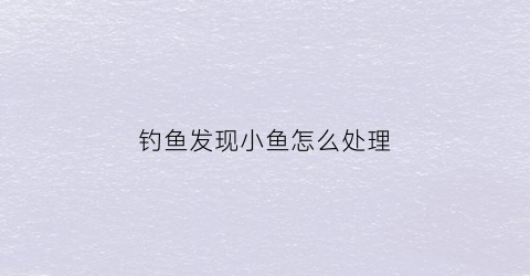 钓鱼发现小鱼怎么处理(钓鱼遇见小鱼怎么处理)