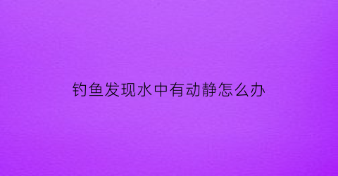 “钓鱼发现水中有动静怎么办(钓鱼水中是干什么用的)