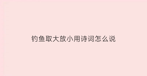 钓鱼取大放小用诗词怎么说(以小钓大)