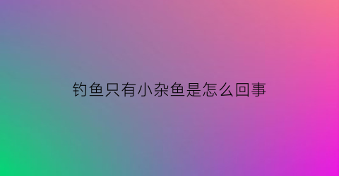 钓鱼只有小杂鱼是怎么回事(钓鱼只有小杂鱼是怎么回事啊)