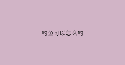 钓鱼可以怎么钓(钓鱼怎么钓原神)