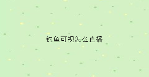 钓鱼可视怎么直播