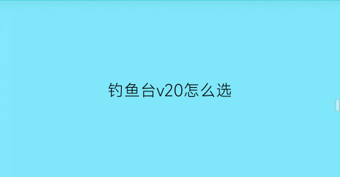 钓鱼台v20怎么选