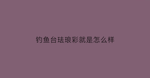 钓鱼台珐琅彩就是怎么样