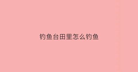 钓鱼台田里怎么钓鱼(钓鱼台攻略)