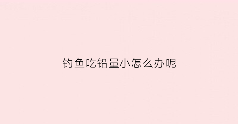 钓鱼吃铅量小怎么办呢