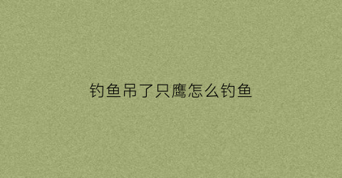 钓鱼吊了只鹰怎么钓鱼(本来钓了一条很大的鱼结果被老鹰抓走了)