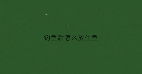 钓鱼后怎么放生鱼(钓鱼后放生鱼好吗)