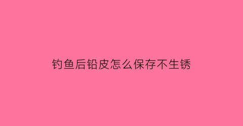 钓鱼后铅皮怎么保存不生锈