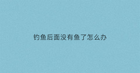 钓鱼后面没有鱼了怎么办(钓鱼后面没有鱼了怎么办啊)
