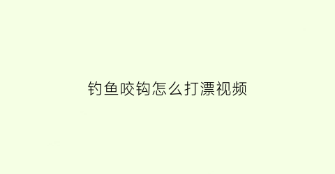 钓鱼咬钩怎么打漂视频(鱼咬钩浮漂的动作)