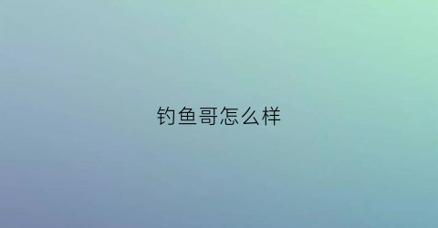 钓鱼哥怎么样