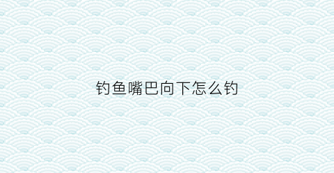 钓鱼嘴巴向下怎么钓(钓鱼嘴巴向下怎么钓鱼)