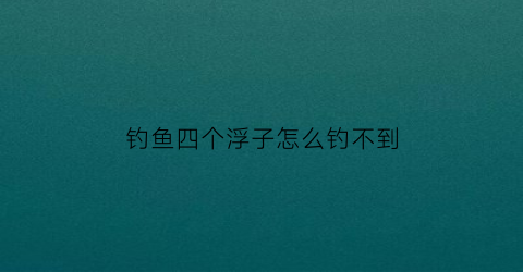钓鱼四个浮子怎么钓不到(钓4钓2)