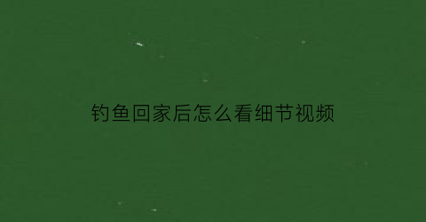 “钓鱼回家后怎么看细节视频(钓鱼拿回家怎么养活)