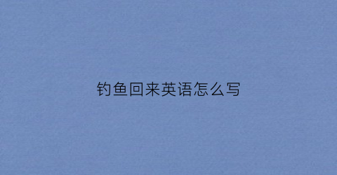 钓鱼回来英语怎么写(去钓了鱼的英文)