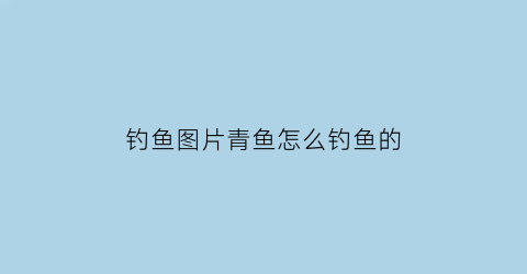 钓鱼图片青鱼怎么钓鱼的(钓青鱼钓组图解)