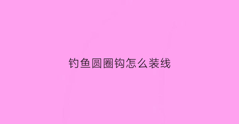 钓鱼圆圈钩怎么装线(钓鱼圆圈钩怎么装线的)