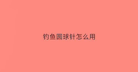 钓鱼圆球针怎么用(钓鱼圆球针怎么用视频)