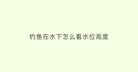 钓鱼在水下怎么看水位高度(钓鱼时怎么知道水有多深)
