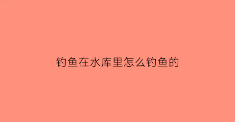 “钓鱼在水库里怎么钓鱼的(水库里面怎么钓鱼)