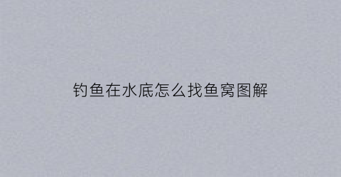 钓鱼在水底怎么找鱼窝图解(钓鱼时钓在水底应该怎么的)