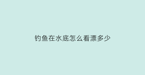 钓鱼在水底怎么看漂多少(野钓怎么看水底有没有鱼)