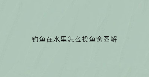钓鱼在水里怎么找鱼窝图解(钓鱼怎么找到水底)