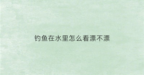 钓鱼在水里怎么看漂不漂(钓鱼在水里怎么看漂不漂了)