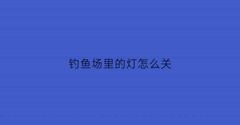 钓鱼场里的灯怎么关