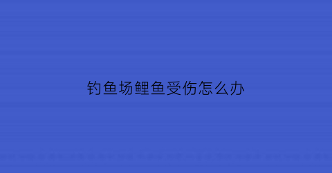 钓鱼场鲤鱼受伤怎么办(鲤鱼被钩过后多久不吃食)