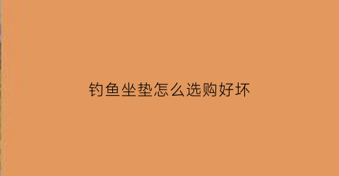 钓鱼坐垫怎么选购好坏(钓鱼坐垫什么牌子的好)
